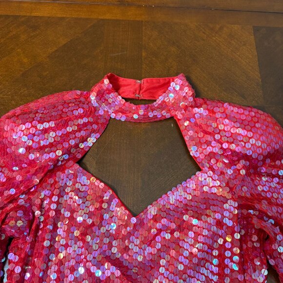 Vintage 80s NiteLine Red Sequin sexy Dress Deadstock  Sz 10 NOS party cocktail - Picture 7 of 10